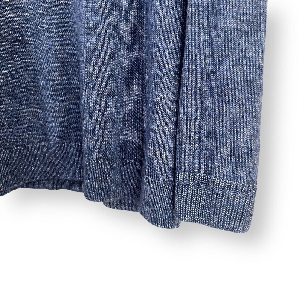 Talbots Sweater Petite Size LP Breton Button Collar Pullover Oxford Blue Heather - Picture 5 of 7